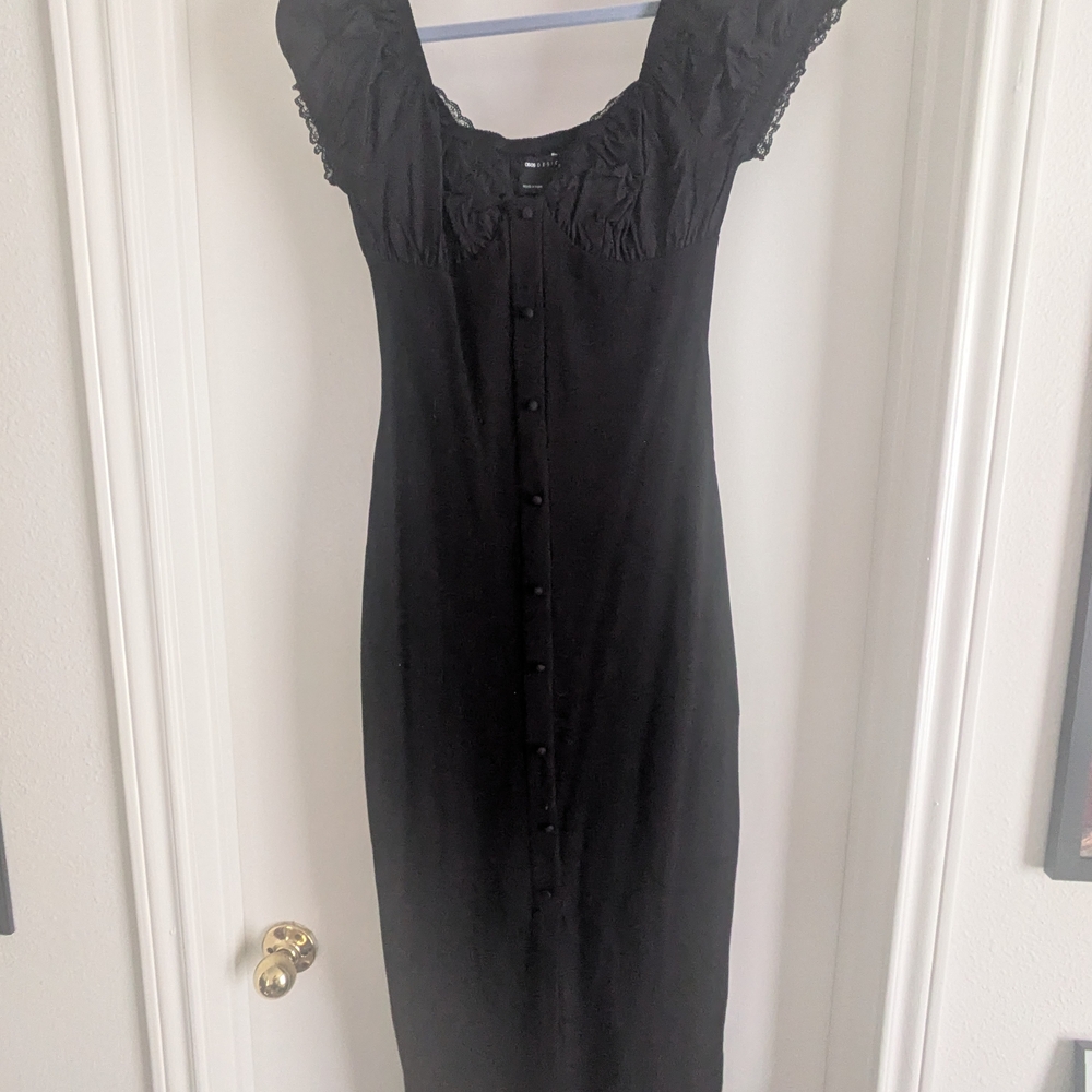 ASOS Elegant Black Button-Down Midi Dress